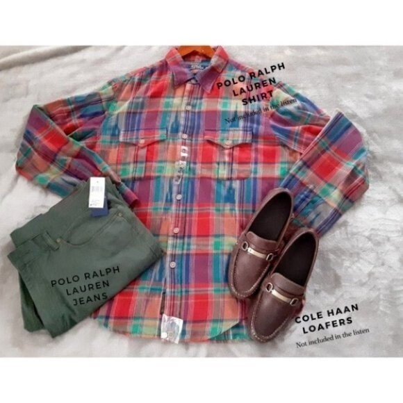 Polo Ralph Lauren 650 Men Jeans Size 40x27 Angler Green Straight Fit - Picture 4 of 9